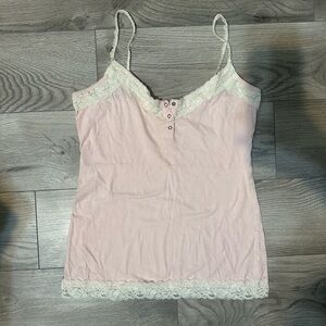 Pink Lace Trim Cami Top